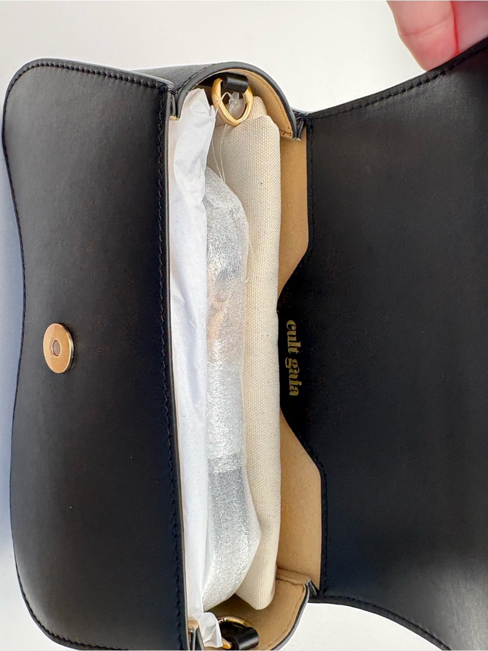 cult gaia Black Kazia Crossbody Bag with Gold Accents - Picture 12 of 16